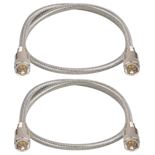 MOOKEERF CB Coax Cable 2ft,2 Pack RG8X Stranded Core UHF PL259 Male to Male Low Loss CB Antenna Cable 50 Ohm for HAM Radio,Antenna Analyzer,Dummy Load,SWR Meter