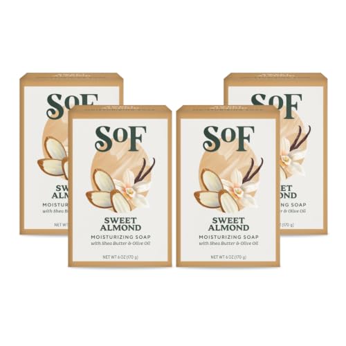 SoF Sweet Almond Moisturizing Bar Soap, Coconut Oil & Shea Butter, 4pk