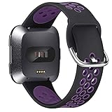XIMU Sport Bands Compatible with Fitbit Versa/Versa 2 / Versa Lite, Soft Silicone Waterproof Breathable Sport Watch Strap Replacement Wristband Accessories Women Man for Versa Smart Watch