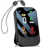 Messgerät CO Melder, 3 in 1 Kohlenmonoxidmelder Thermometer und Hygrometer, Tragbarer CO-Messgerät, wiederaufladbare Kohlenmonoxid Warnmelder mit LCD für Reise/Camping/Wohnmobil 0~1000ppm (Schwarz)