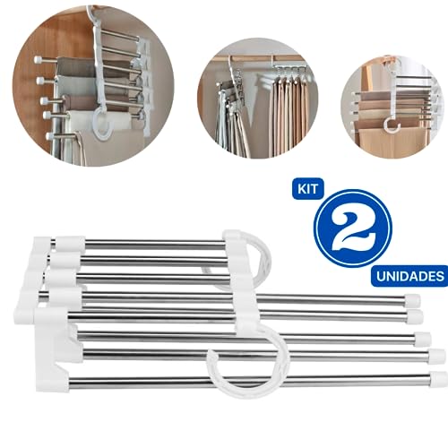 Kit 2 Cabides De Calça Dobrável Multifuncional