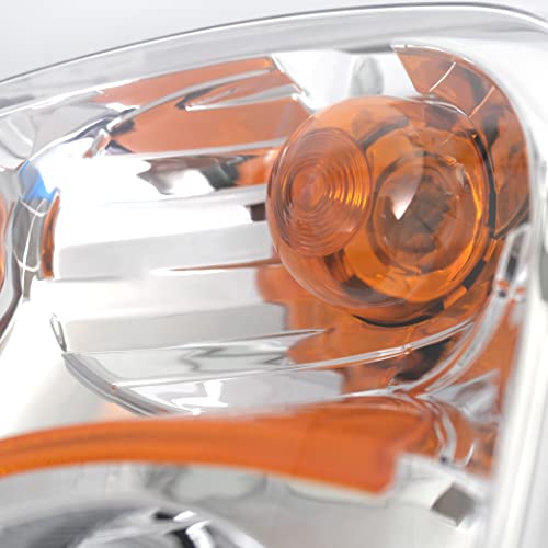 Isharingautoparts Chrome Amber Headlight Assembly Compatible With 2004-2008 Chevrolet Malibu (Compatible With 2008 Malibu Classic Model) #TOP2