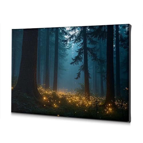 Toile forêt enchantée lumineuse pour créer un salon chaleureux au quotidien