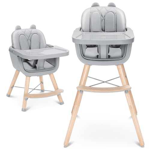 Image of Rengue Baby High Chair, Baby High Chair Portable with 4 Wheels& Adjustable Backrest Footrest Tray Positions Seat Heights, Removable Dishwasher Meal Tray, and Foldable High Chair for Babies and Toddler