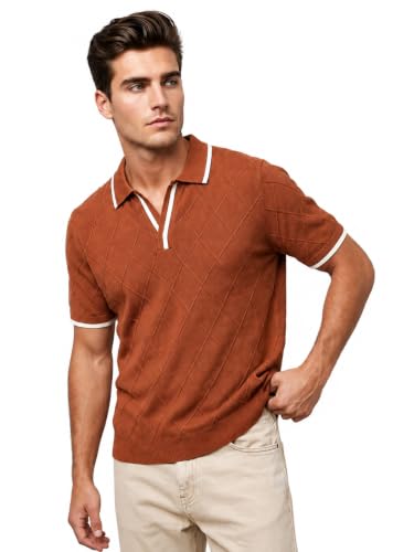 Image of Veirdo Men's Flatknit Printed Half Sleeve Polo T-Shirt with Collared Neck, Loose Comfortable Fit, Casual Style for Office, Travel, (Sizes S to 2XL)