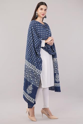 Authentic Handprinted Indigo Pure Cotton Dupatta/Shawl/Wrap/Scarf - Handmade with Natural Indigo Dye3