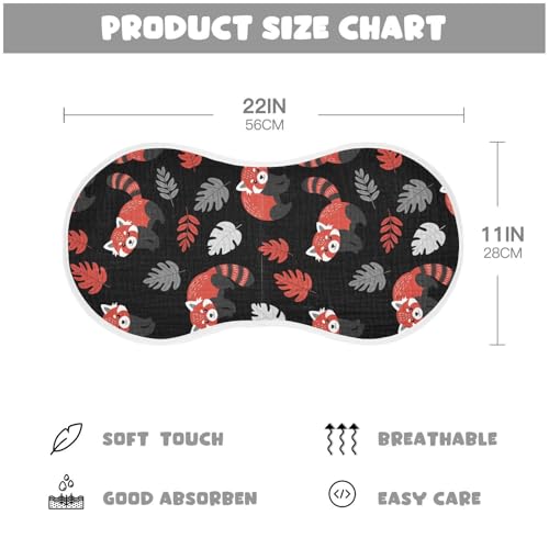 J JOYSAY Red Panda Leaves Black Baby Burp Cloths for Boys Girls Large 22''x11'' Cotton 4 Layer Newborn Burping Cloth for Girl Baby one sizex42
