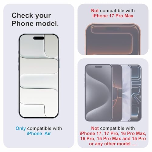 Image of HD Tempered Glass Screen Protector Compatible for iPhone 17 AIR with Edge to Edge coverage and Easy Installation kit