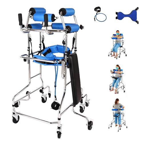 Soporte de pie, andador médico para adultos - 8 ruedas, ayuda de movilidad ajustable, adecuado para alturas entre 150 y 180 cm, andador de pie para uso en el hogar, hospital y hogar de ancianos