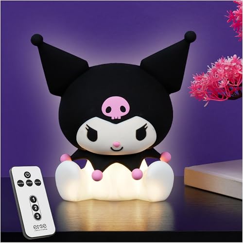 Get Trend Kuromi Lampe de Chevet Enfant, Veilleuse LED Rechargeable USB avec Télécommande, 3 Modes Lumière, Lampe 3D Silicone, Luminosité Réglable (Kuromi)