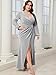 CYCLAMEN Plus Size Formal Maxi Dress Sparkly Ruched Puff Sleeve V Neck Slit Cocktail Wedding Guest Prom Evening Gown, Silver, 1X