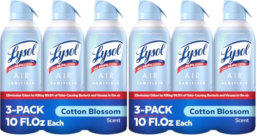 Image of Lysol Air Sanitizer with Bacterial Odor Eliminator for Home & Office, Air Freshener Alternative, Cotton Blossom Scent, 10 oz (Pack of 6)