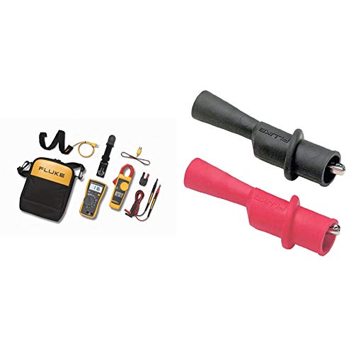 Fluke 116/323 HVAC Multimeter and Clamp Meter Combo Kit & AC175 Threaded Slide-on Alligator Clip Set with Flexible Boots