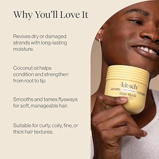 Kitsch Deep Conditioning Hair Mask – Moisturizing Hair Mask for Damaged Hair with Coconut Oil – Hydrating, Strengthening & Frizz-Reducing Hair Care Treatment for Curly, Coily & All Hair Types - 10 oz