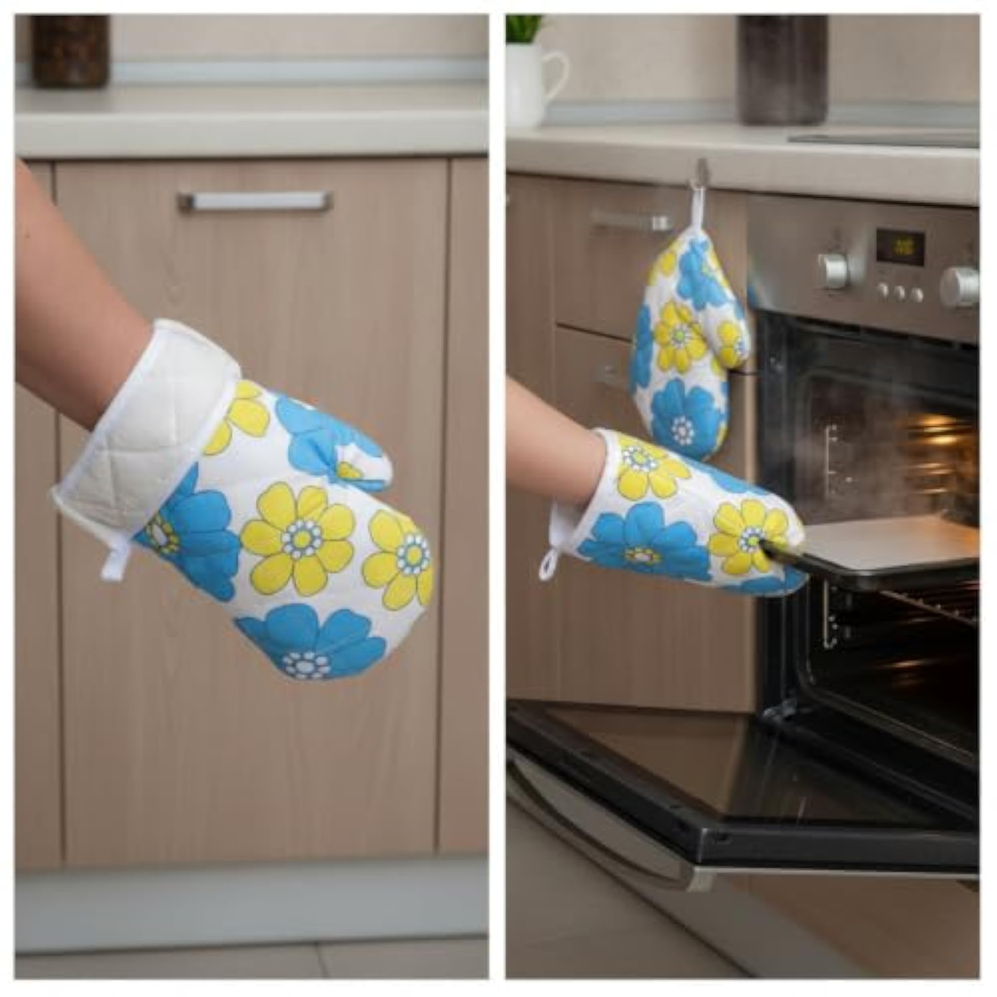 Heat Resistant Oven Mitts for Kitchen Baking, 2-Piece Set Gift