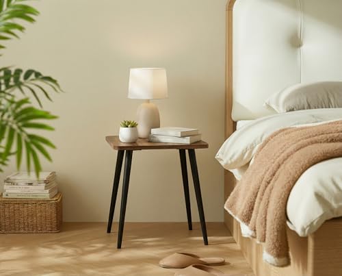 Image of FORAOFUR Side Table, Rectangular Wooden Small End Table, Small Accent Table for Living Room, Bedroom and Balcony, Modern Side Tables for Spaces Home Decor, Easy Assembly | Wooden legs with modern rectangular design, fits living /bedroom, compact, quick assembly with hardware