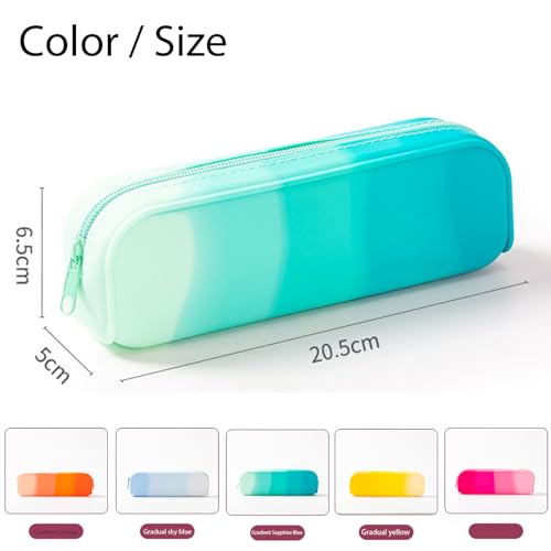 Image of Silicone Pencil Case, Gradient Green Pencil Pouch, Pencil Case Small, Pencil Pouch Aesthetic, Silicone Pencil Pouch, Pencil Case Aesthetic, Pencil Bag, Pencil Pouch for Women, Makeup Pouch