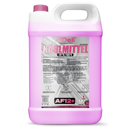 GiDeli Kühlerfrostschutz Rot 5L - AF12+ Kühlmittel -40°C - Kühlwasser Auto Gebrauchsfertig - Frostschutz Kühler Langlebiger Schutz