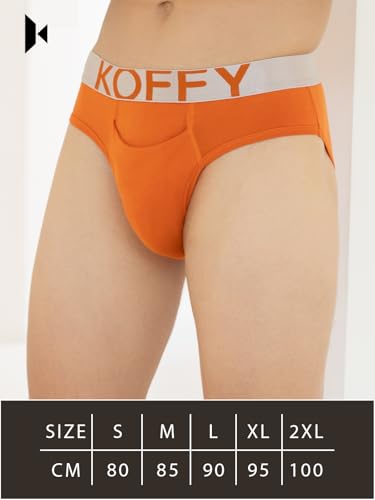 Image of KOFFY Men's Premium Cotton Lycra Brief with Minus Cutting Pouch| Silver Metallic Elastic| 4 Way Stretch| Wrinkle Free| Pack of 1