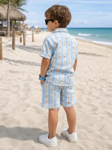 Image of superminis Boys Coordinated Set With Printed Rayon /Cotton Shirt and Shorts