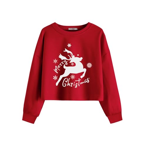 Image of Arshiner Girls Crop Tops Kids Long Sleeve Pullover Sweatshirts Girls Cropped Crewneck Sweatshirt for Teen Girl