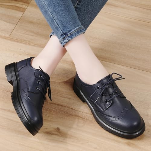 Image of Women's Oxford Shoes Classic Brogue-Style Platform Casual School Dress Shoes
