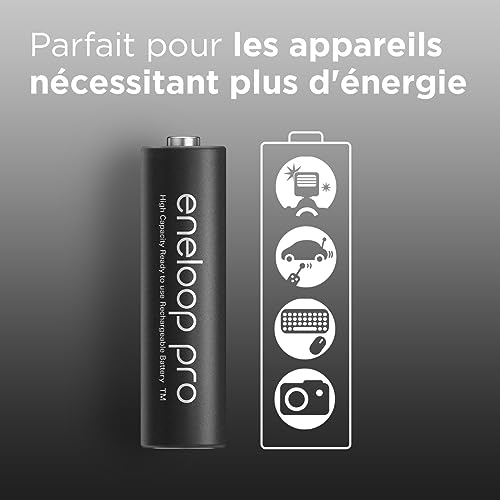 Pack de 4 Piles rechargeables type LR03 AAA Panasonic Eneloop Pro 930 mAh - vue 3