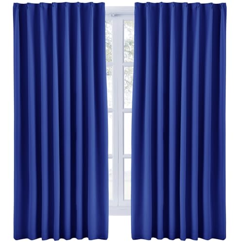 Hansleep カーテン 1級遮光 幅100cm×丈200cm 2枚組 ロイヤルブルー 断熱 防寒 防音 省エネ 厚手 無地 おしゃれ 洗える 寝室 リビング用 (ロイヤルブルー, 幅100cm×丈200cm)