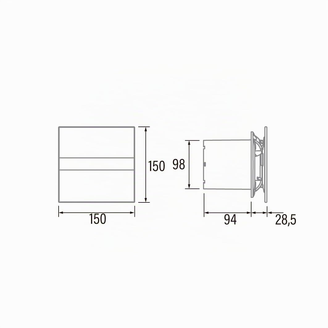 Cata Extractor baño E-100 G BK Extracción Perimetral Potencia 8W Timer 2600 r.p.m Color Cristal negro