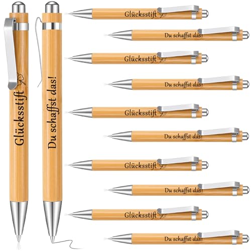 Eyezeeption 12 bolígrafos de bambú de buena suerte, regalo de despedida, para estudiantes, creas el bolígrafo de la suerte, pequeños regalos inspiradores para despedida, regalo de despedida para clase