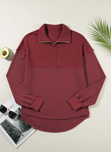 Image of SHEWIN Women Fall Sweatshirt Casual Half Zip Pullover Fall Top 2026 Clothes