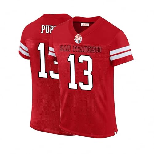 Custom Mens/Youth Football Brock Stitched T-Shirt for Sports Fan Purdy red No Brand/Logos