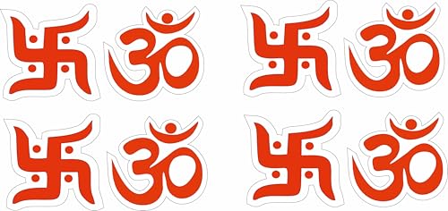 Image of GADIVAAN 6 cm Swastik & OM Wall Stickers net Qty 8 Self Adhesive Sticker (Pack of 1)