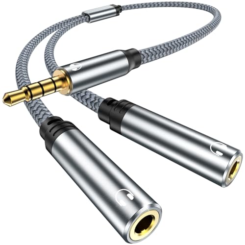 YLLZI Splitter Audio Jack Double 3.5mm Mâle vers 2 Femelle, Adaptateur Jack Audio Stéréo 3,5mm pour Casques Audio, Enceintes, Smartphones, Tablettes, PS4, PC, Adaptateur Casque Écouteur Câble Stéréo