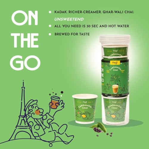 Image of Cup-Ji Cardamom Chai Premix Cups | Instant Tea | 7 Cups | Kadak Ghar-Wali | No Added Sugar | Desi Chai | On the Go | Easy Prep | For Office and Travel