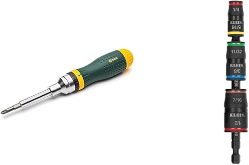 Miniatura 1 de SATA Juego de destornilladores de trinquete multiusos 19 en 1 con 8 puntas de doble cara y un mango verde y amarillo resistente al aceite - ST09350,