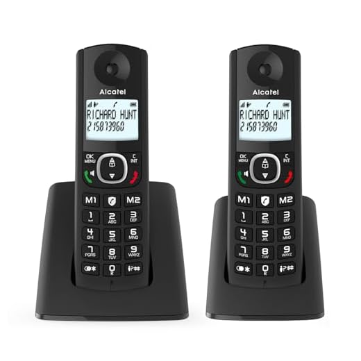ALCATEL F530 Duo - Téléphone Fixe Sans Fil DECT - Grand Écran Rétroéclairé - Mains Libres - Fonction Blocage Des Appels - 2 Touches De Mémoires Directes - 2 Combinés - Noir