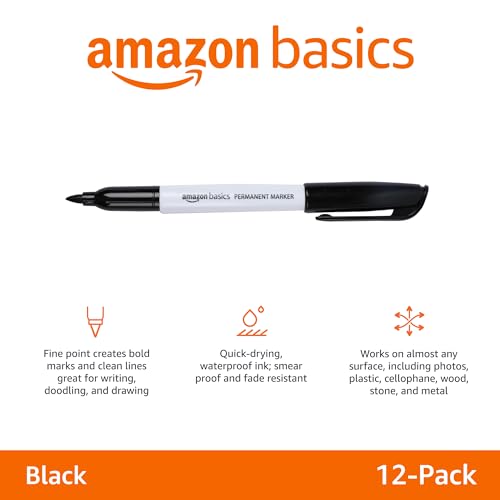 Miniatura 5 de Amazon Basics Rotuladores permanentes, Negro, Paquete de 24