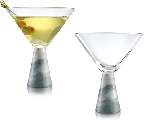Qualia Glass Juego de 2 Martini de mármol blanco