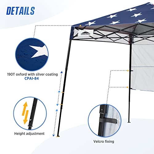 Eagle Peak Day Tripper 8X8 Slant Leg Lightweight Compact Portable Canopy W/Backpack Easy One Person Set-Up Folding Shelter 6X6 Top And 8X8 Base (American Flag) #TOP2