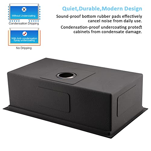 Bokaiya 33 Inch Black Undermount Kitchen Sink Workstation-Bokaiya 33X19 Undermount Workstation Sink 16 Gauge Deep Stainless Steel Single Bowl Kitchen Sink Undermount With Cutting Board thumb #6