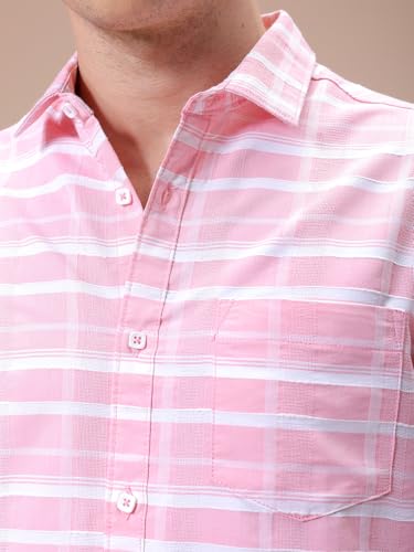 Image of The Indian Garage Co Men Slim Fit Checkered Full Sleeves Cutaway Collar Casual Shirt