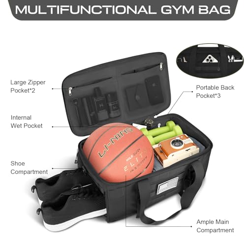 ETRONIK Gym Bags for Men Women, Carry On Luggage 22x14x9 Airline Approved, Tactical Duffle Bag with Shoe Compartment, 3 in 1 Carry on Travel Backpack with Wet Pocket, Weekender Overnight Bag, Black - Image 4