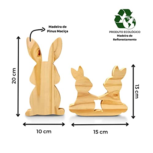 Kit 10 Coelhos de Páscoa p/Artesanato, Decoração, Lembrancinha - Madeira Pinus
