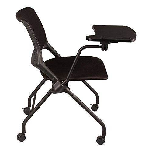 Image of Learniture Upholstered Tablet Arm Mobile Nesting Chair with Flip-Up Seat NOR-SYS3030-SO, Black