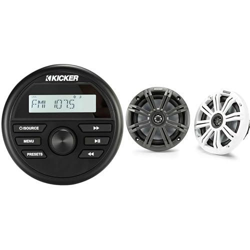 Kicker KMC2 Gauge Mount Marine Grade Receiver & 45KM654 6.5