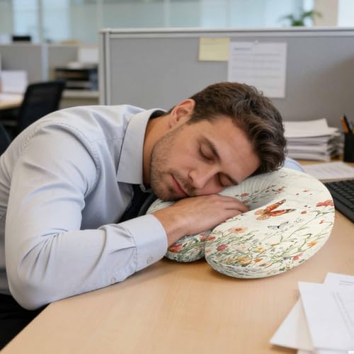 Almohada viscoelástica ergonómica beige para viaje miniatura 7