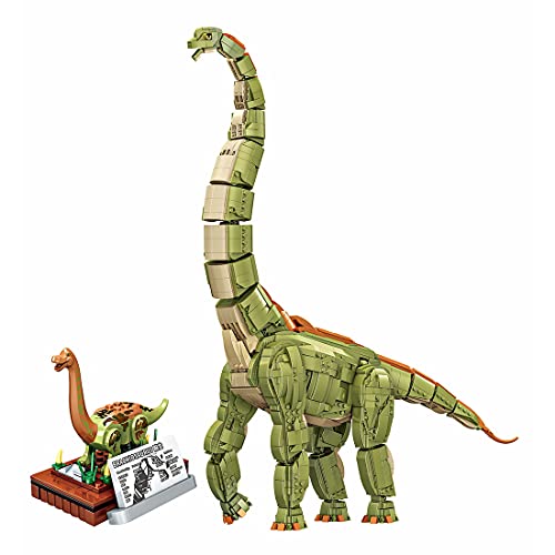CALEN Brachiosaurus Dinosaur Blocks Modelo de construcción con batería de botón y generador de sonido, 2250 piezas de dinosaurios modulares compatibles con dinosaurios Lego