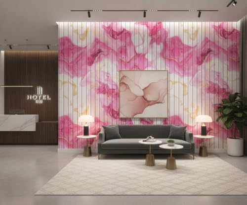 Image of Pink Gold Louvers Self-Adhesive Kitchen Wallpaper Roll, PVC 3D Wall Sticker Oil Proof, Waterproof & Washable Wallpaper for Home Decor, Living Room, Bedroom, Hotel & Cafe Walls (45x300cm)