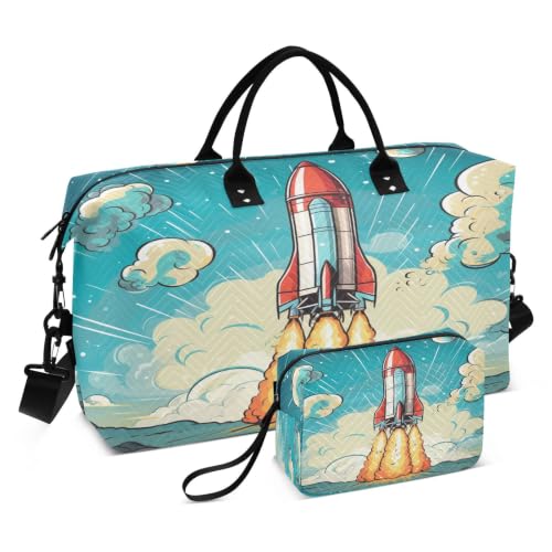 Trousse de toilette et sac de voyage fusée bleu pour éviter le désordre